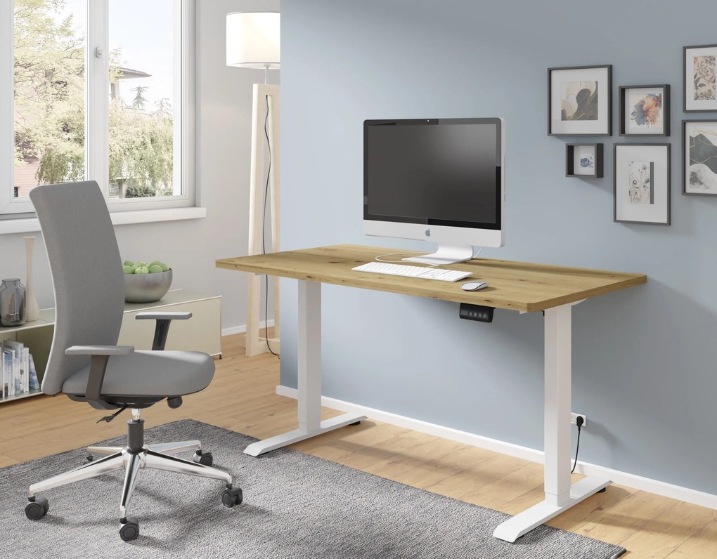 Masă PC electrică Motiva 120 (alb + Stejar artisan). Promo -7%. 1124890