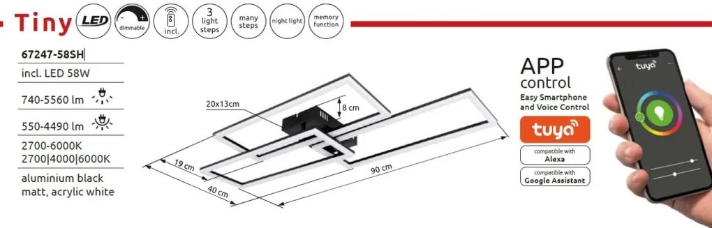 Lustra LED aplicata cu telecomanda TINY