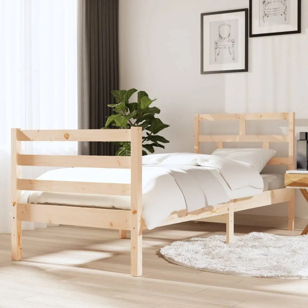 3101243 vidaXL Cadru de pat Small Single 2FT6, 75x190 cm, lemn masiv