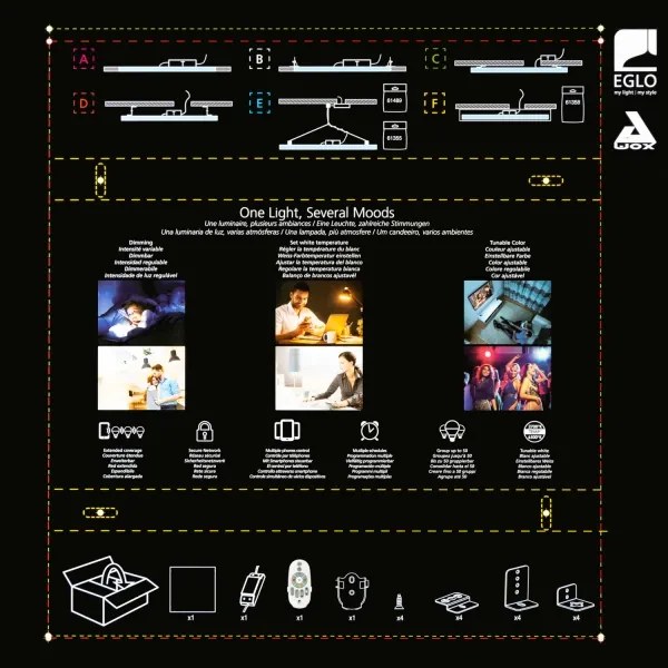 Panou LED RGBW dimabil aplicat Eglo 32547 SALOBRENA-C 34W/230V alb + telecomandă
