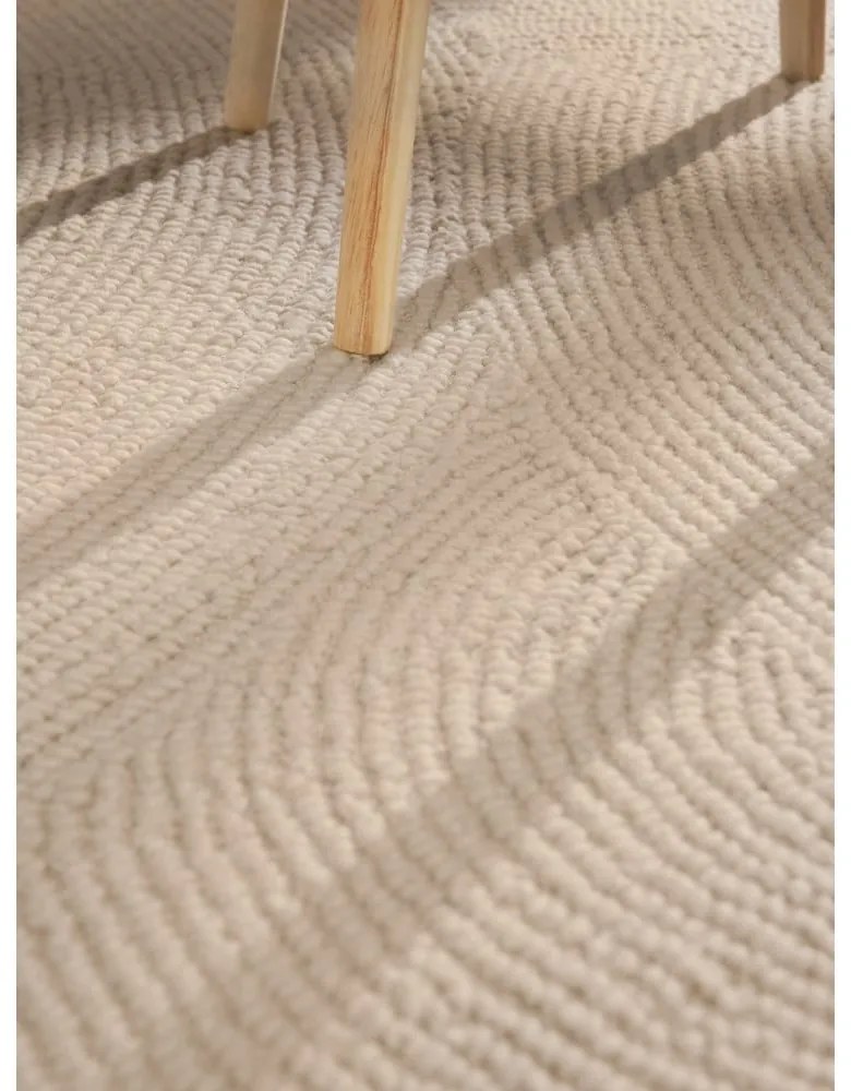 Covor tip traversă în culoare naturală deschisă țesut manual din lână 80x300 cm Calmio – Hanse Home