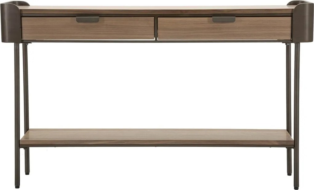 Consola Toronto, Mauro Ferretti, 120x31x72 cm, lemn de brad/fier, gri/maro