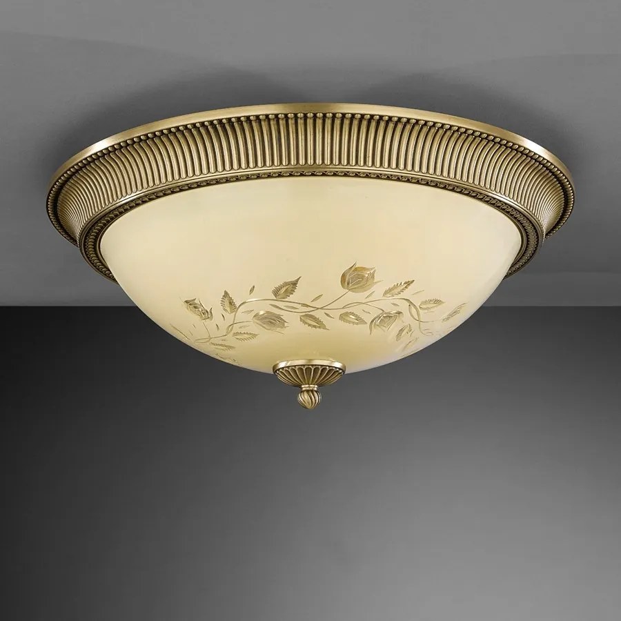Plafoniera din alama cu sticla decorata design italian D-50cm 6208