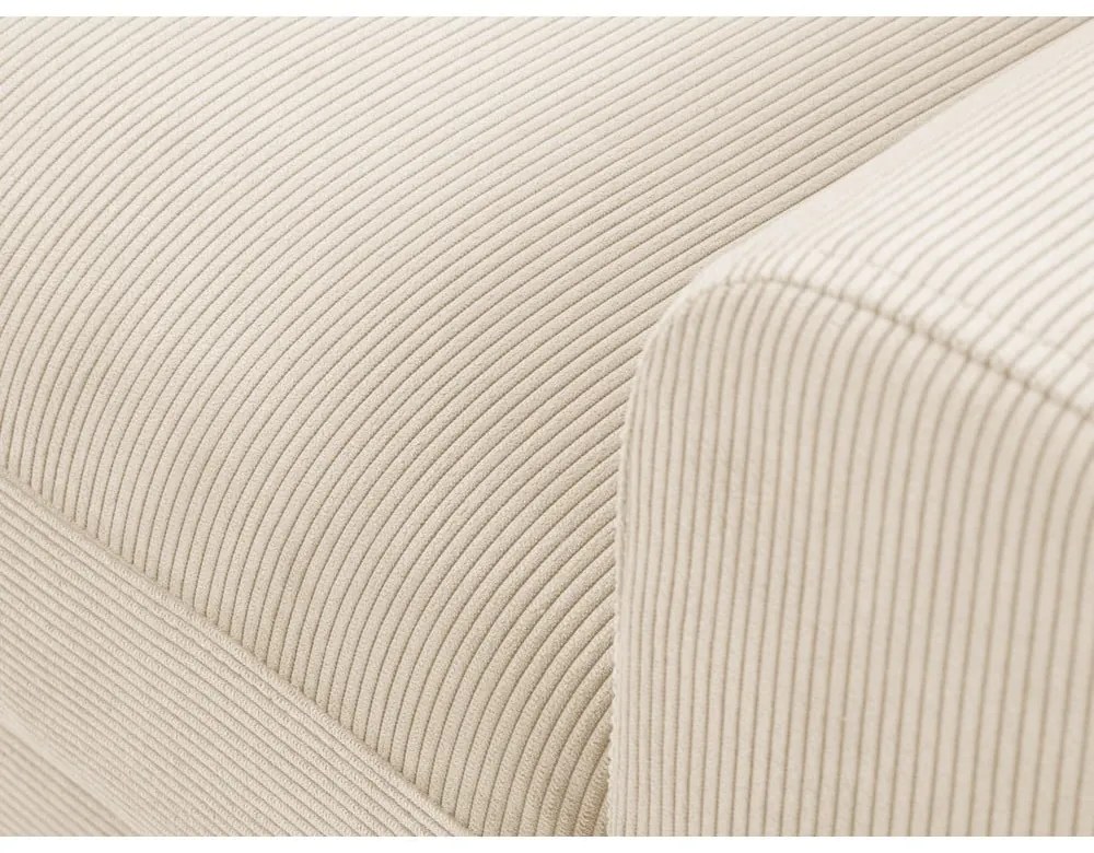 Colțar extensibil cu tapițerie reiată și șezlong pe partea stângă Micadoni Home Moghan, bej