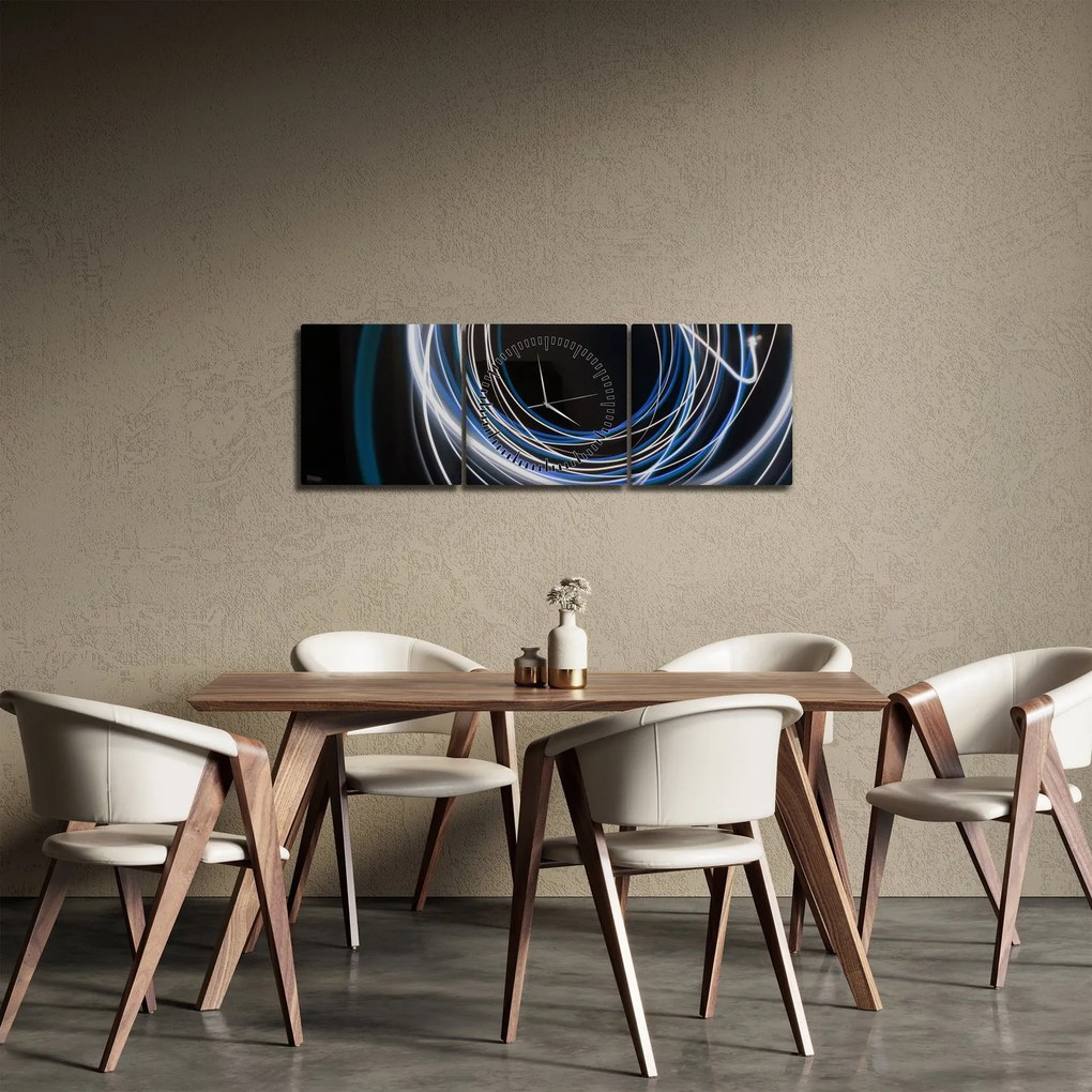 Tabloul cu linii albastre (cu ceas) (90x30 cm)