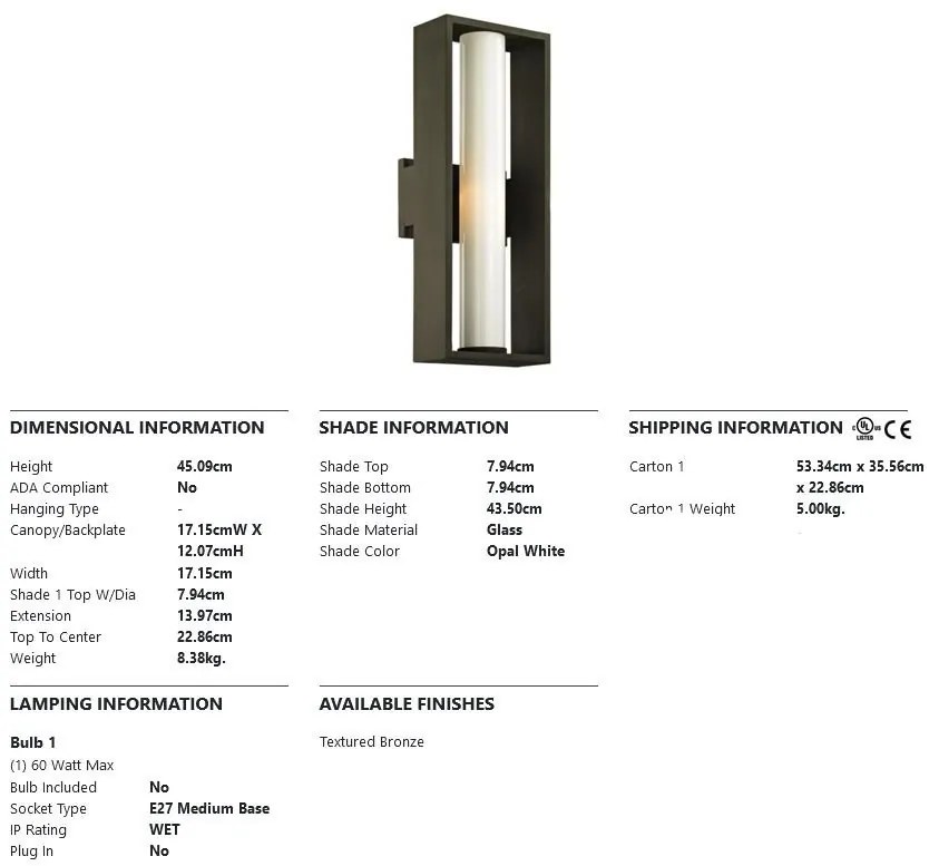 Aplica de perete pentru exterior MONDRIAN, cu protectie IP44