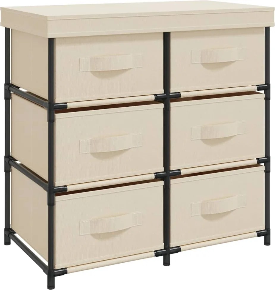 vidaXL Dulap de depozitare cu 6 sertare, crem, 55x29x55 cm, oțel