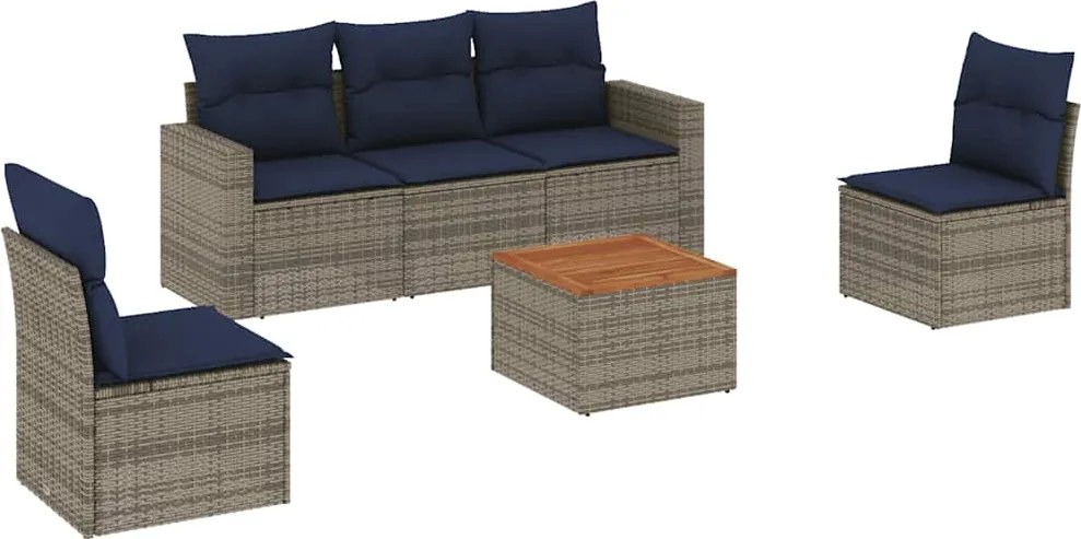vidaXL Set canapele de grădină cu perne, 6 piese, gri, poliratan