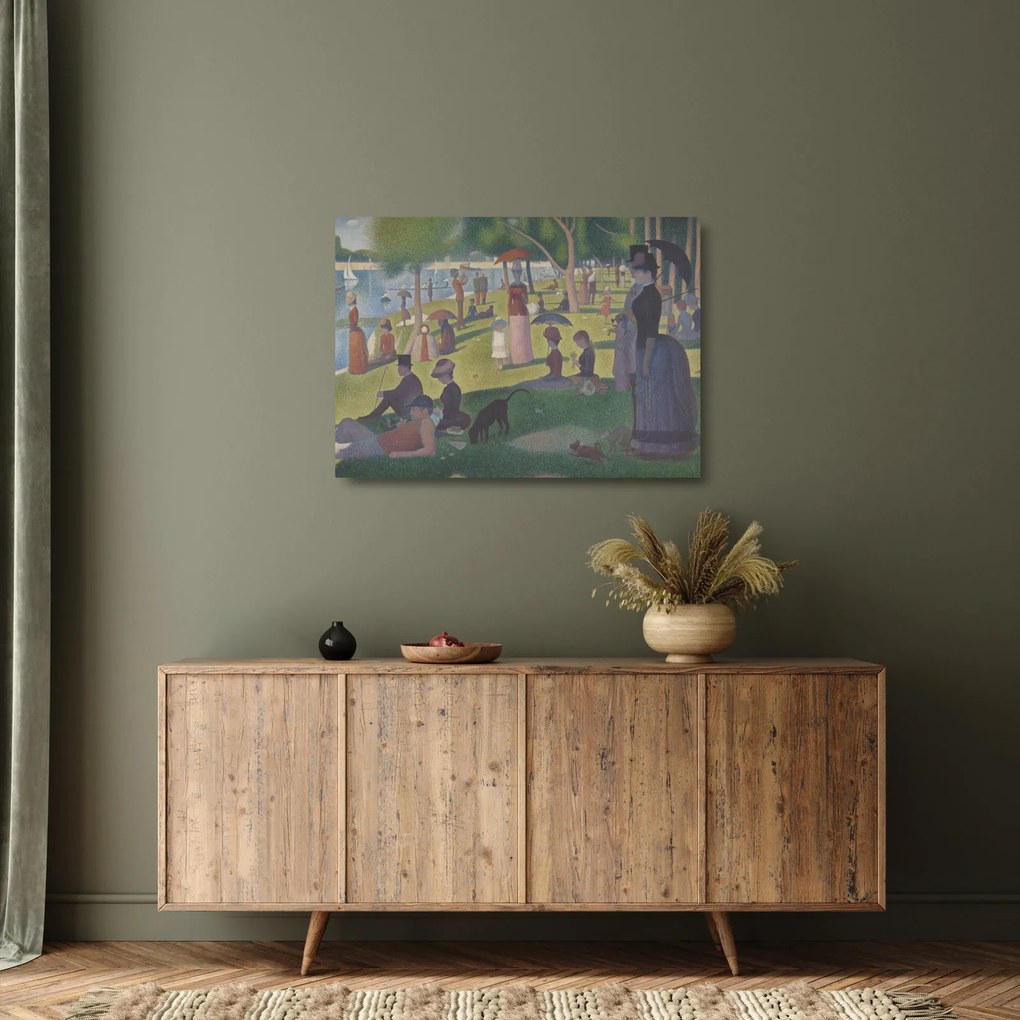 Tablou pe sticlă - Georges Seurat, A Sunday on La Grande Jatte, reproducere (70x50 cm)
