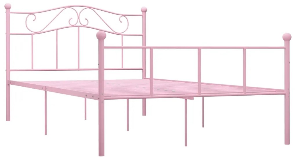 284541 vidaXL Cadru de pat, roz, 160 x 200 cm, metal