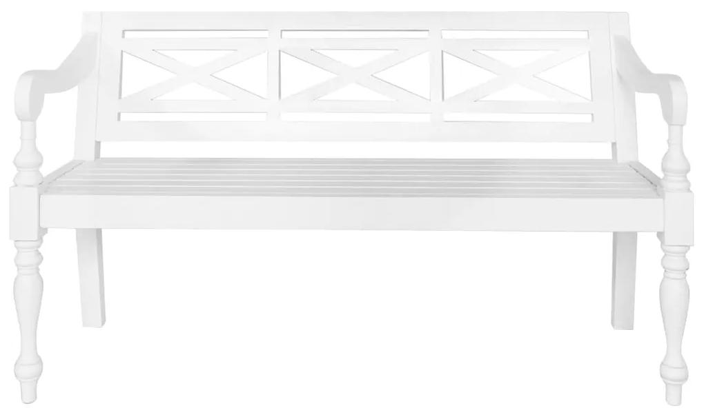 337077 vidaXL Bancă Batavia, alb, 123 cm, lemn masiv mahon
