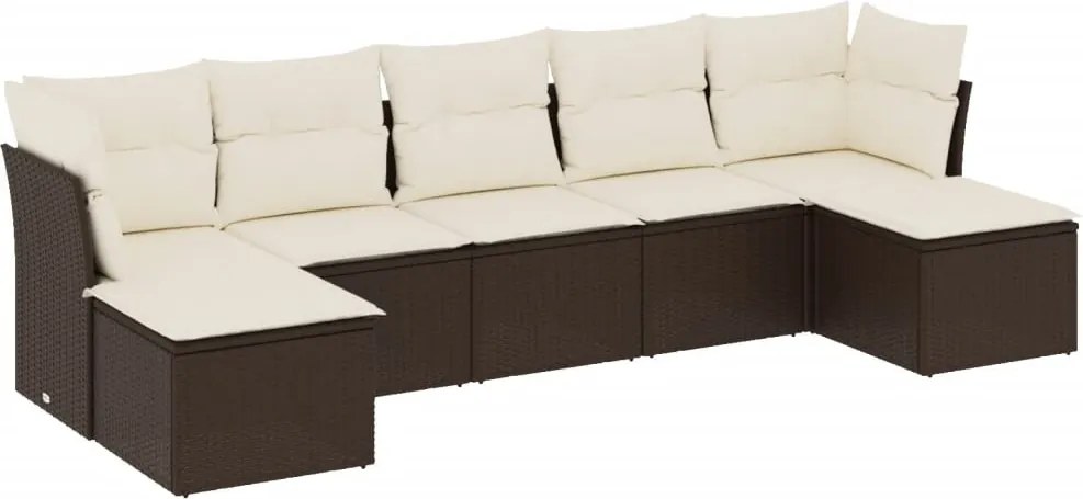 vidaXL Set canapele de grădină cu perne, 7 piese, maro, poliratan