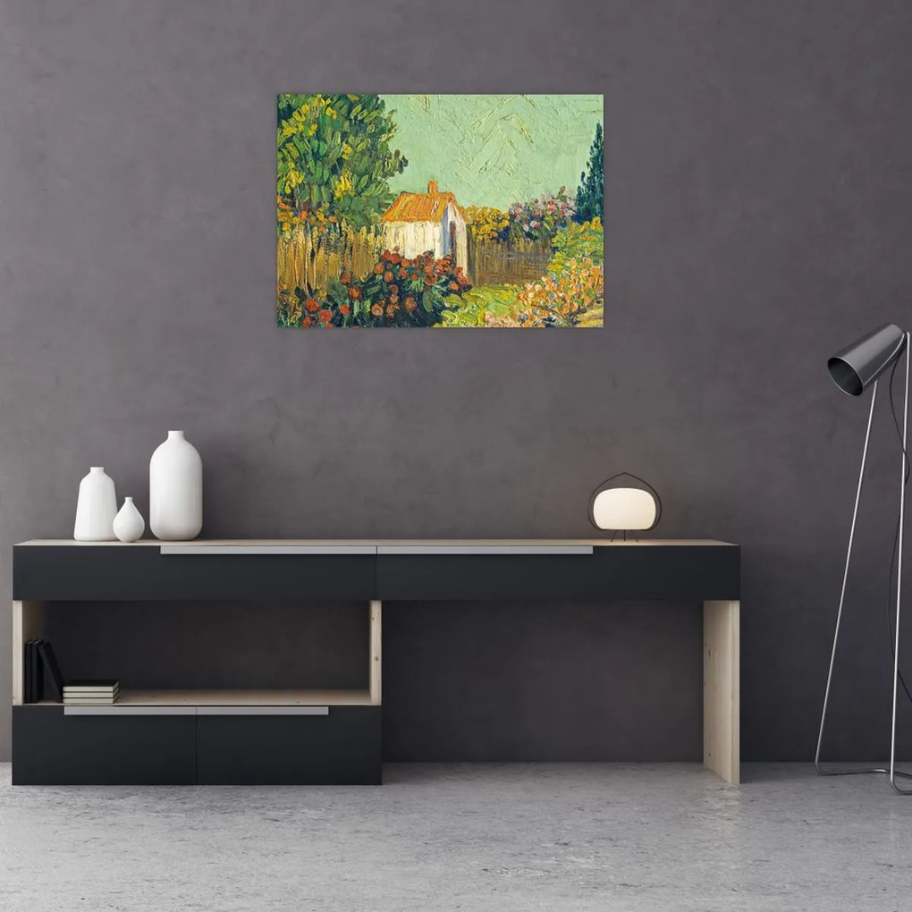 Tablou pe sticlă - Imitator of Vincent van Gogh, Landscape, reproducere (70x50 cm)