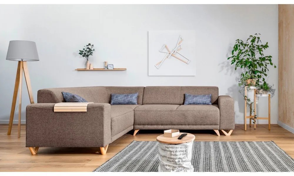 Colțar maro extensibil/cu spațiu de depozitare (cu colț pe partea stângă/în formă de ”L”) Classy Sophie – Miuform