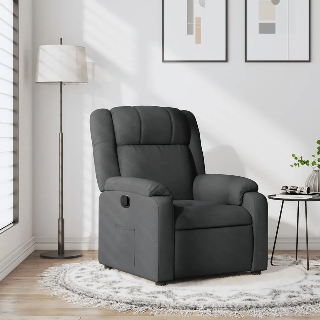 vidaXL Fotoliu rabatabil, gri închis, material textil
