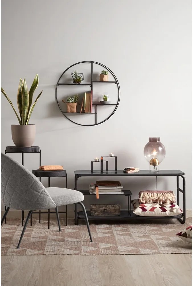 Raft de perete rotund Kave Home, ø 55 cm, negru