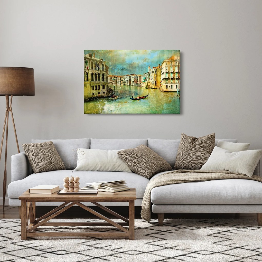 Tablou - Canalul de la Veneția și gondole (90x60 cm)