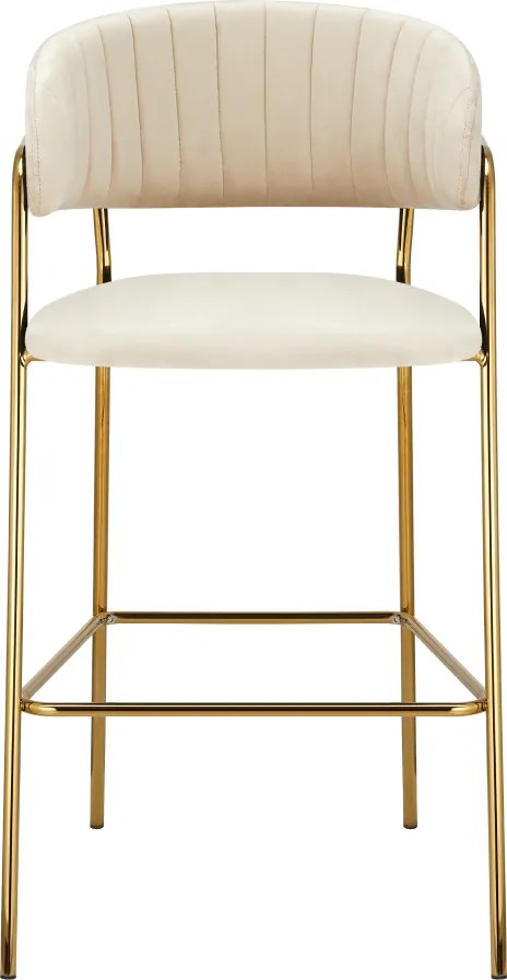 Scaun de bar de design, ţesătură bej Velvet/gold crom auriu, DASMIN TIP 2