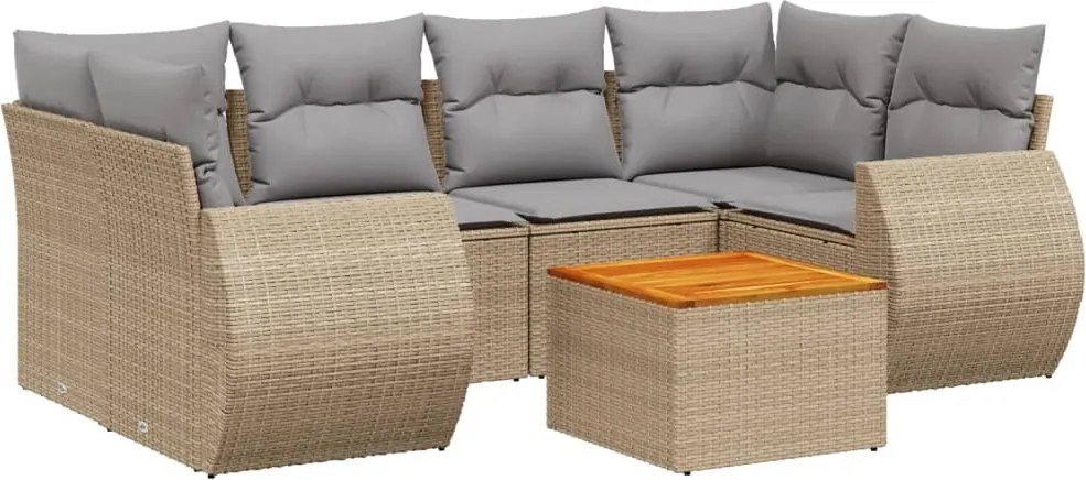 vidaXL Set canapele de grădină, 7 piese, cu perne, bej, poliratan