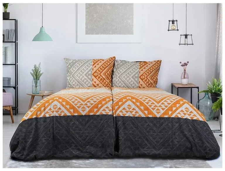 B.E.S. Petrovice Lenjerie de pat din flanel Etnic Terra, 140 x 200 cm, 70 x 90 cm