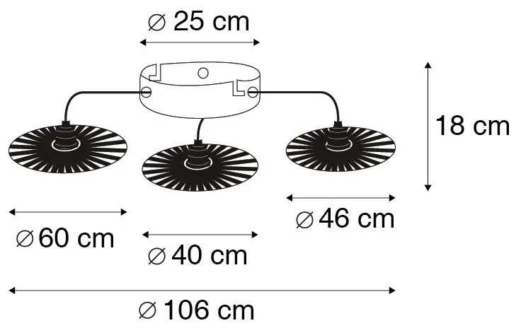 Plafoniera rustica neagra cu 3 lumini - Leia
