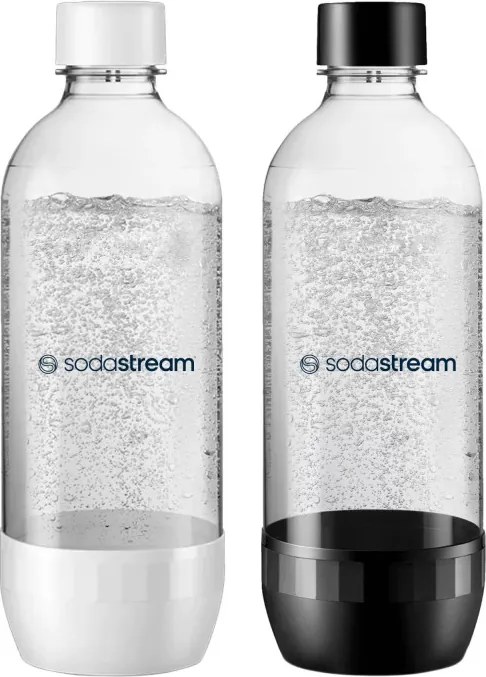 Set de sticle pentru carbonatare SodaStream Jet, 1 l, 2 buc., fără BPA, potrivite pentru mașina de spălat vase, negru
