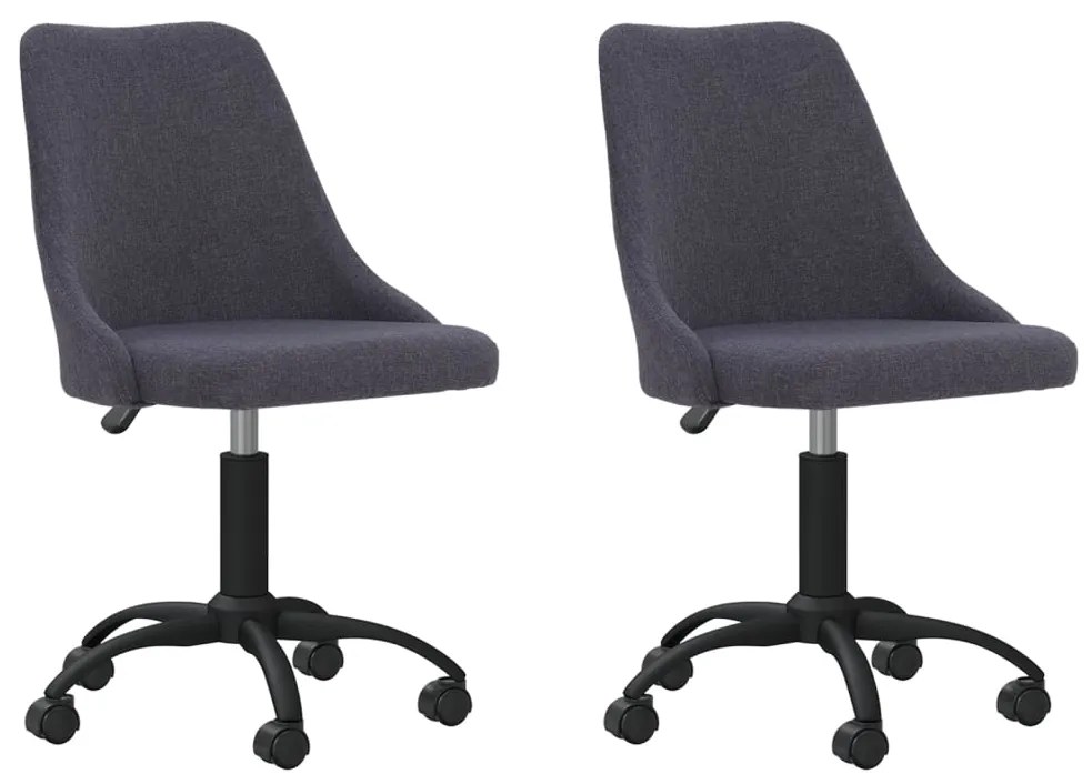 330879 vidaXL Scaune de bucătărie pivotante, 2 buc., gri închis, textil