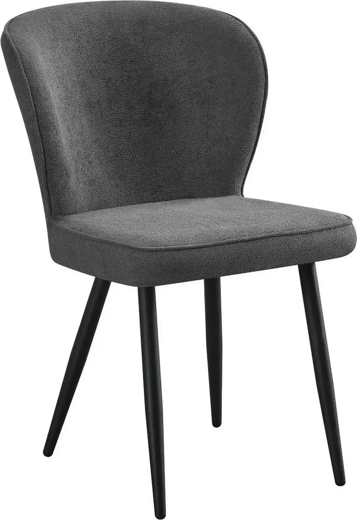 Scaun RIO 2, gri inchis/negru, stofa buclata/metal, 64x51x84 cm