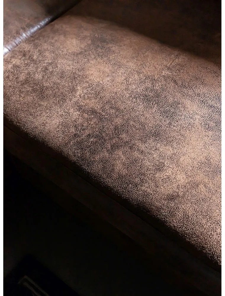 Colțar extensibil din imitație de piele cu șezlong pe partea stângă Miuform Lofty Lilly Vintage, maro