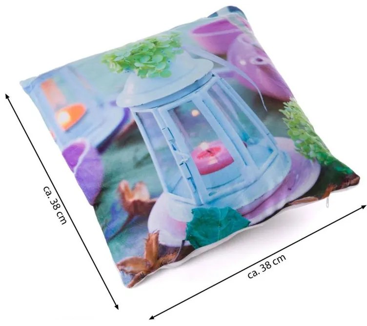 Pernă decorativă cu iluminare LED felinar - 38 x 38 cm