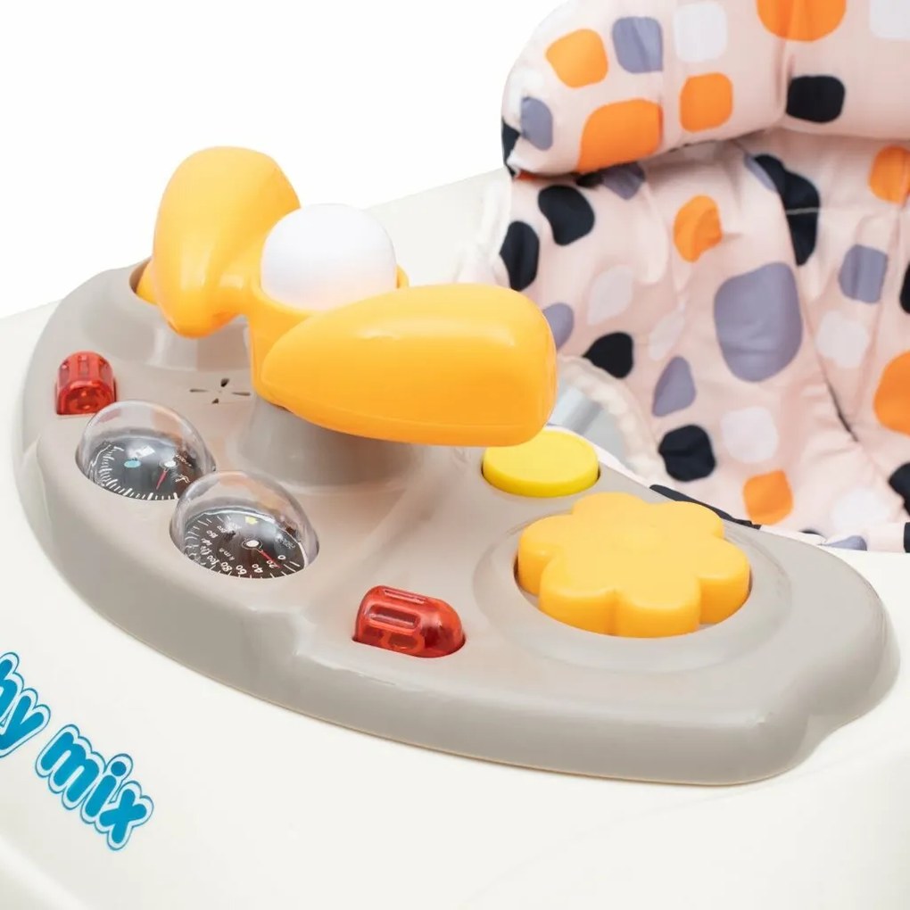 Baby Mix Walker pentru copii cu volan și roți dinsilicon, bej, 50 x 44 x 50 cm