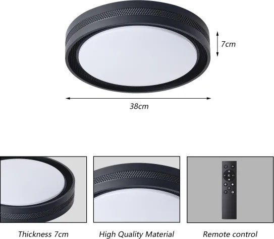 Brilagi - plafonieră LED dimabilă KREON LED/54W/230V 3000-6000K negru Ø 38 cm + telecomandă