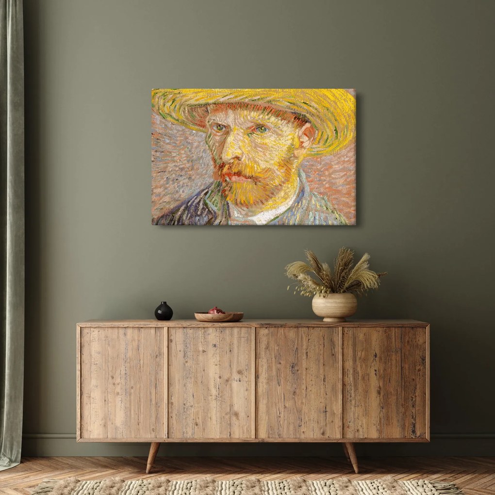 Tablou - Vincent van Gogh, Self-Portrait with a Straw Hat (The Potato Peeler), reproducere (90x60 cm)