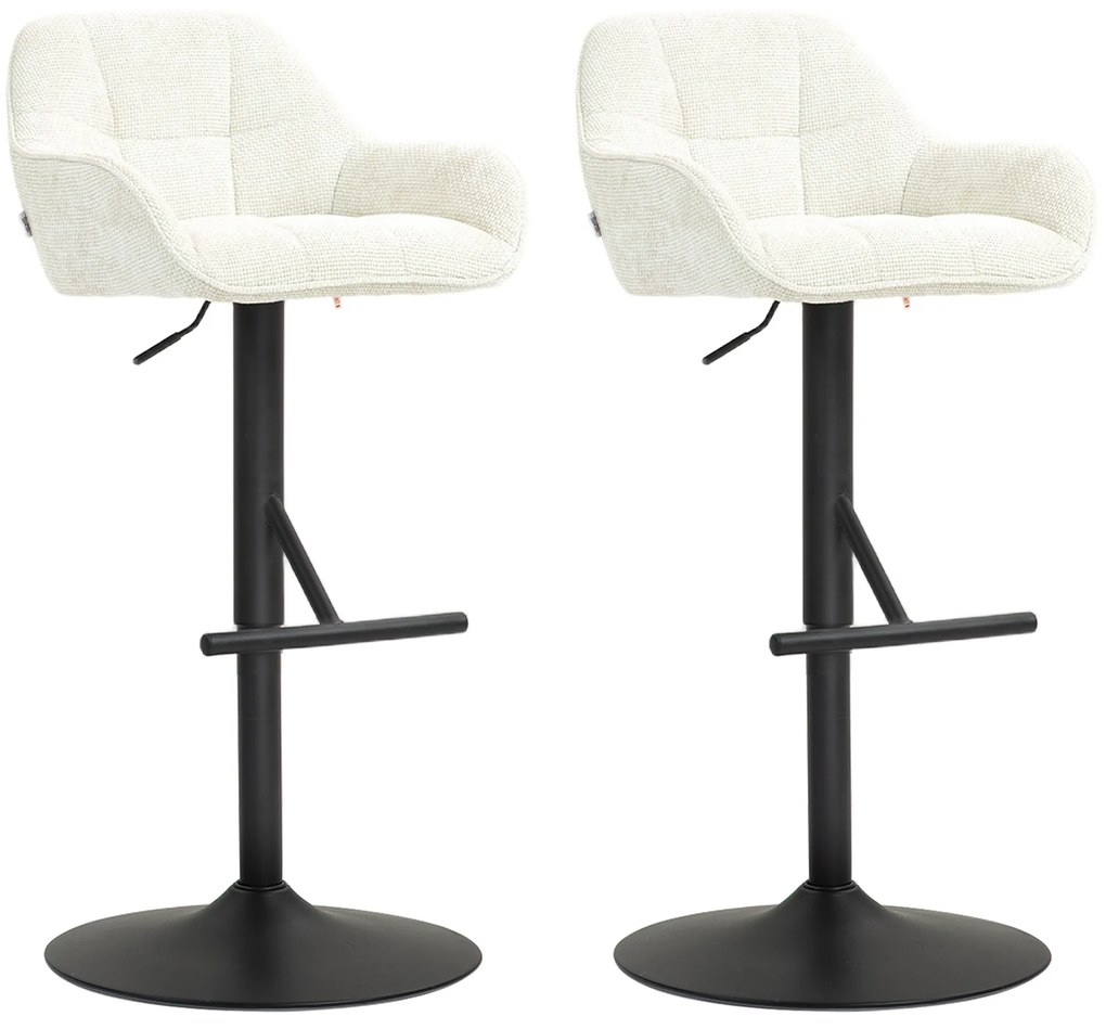HOMCOM Lot de 2 taburete de bar, scaune de bar, înălțime reglabilă, material textil efect in și bază din oțel, 52,5 x 53 x 86,5-108 cm, crem | Aosom Romania