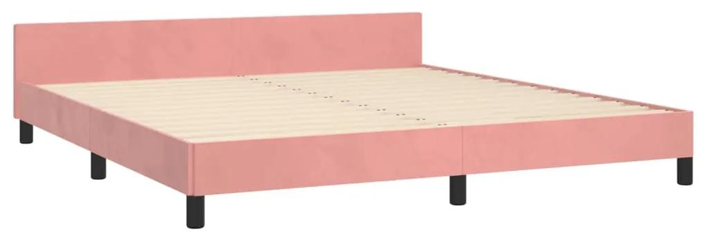 Cadru de pat cu tablie, roz, 180x200 cm, catifea Roz, 180 x 200 cm, Design simplu