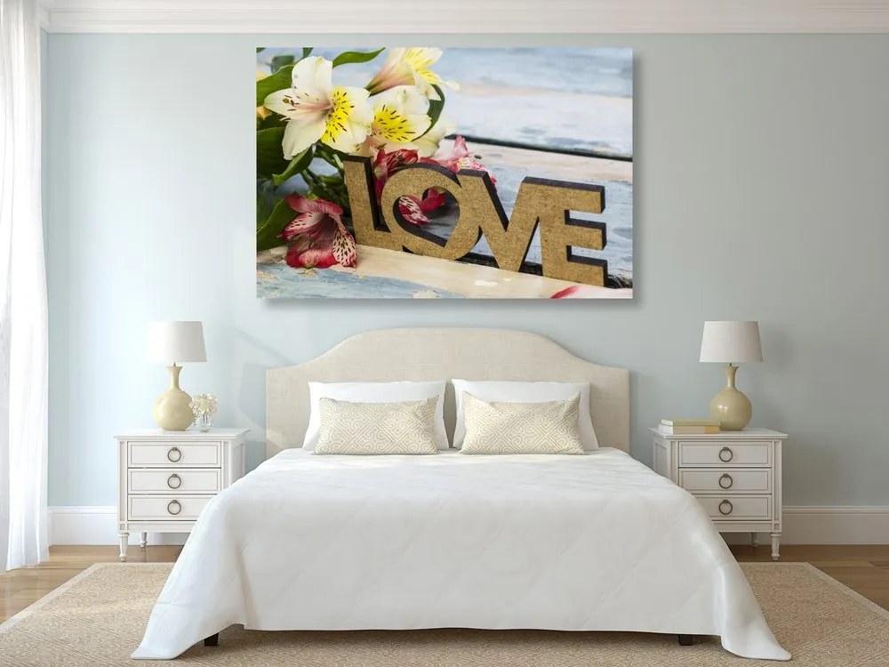 Tablou cu inscripție din lemn Love