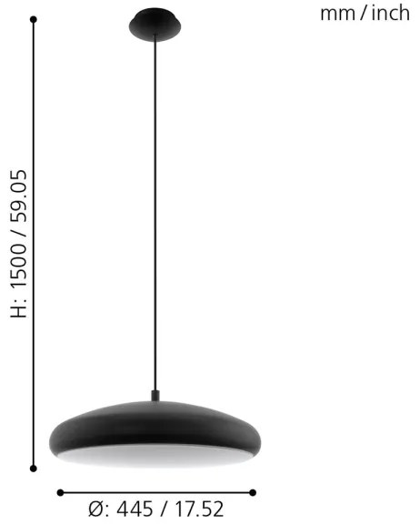 LustrăLED RGBW dimabilă pe cablu Eglo 33328 RIODEVA-C LED/27W/230V black