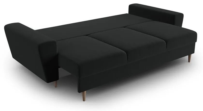 Canapea neagră extensibilă, cu spațiu de depozitare cu tapițerie din catifea 235 cm Kyoto – Cosmopolitan Design