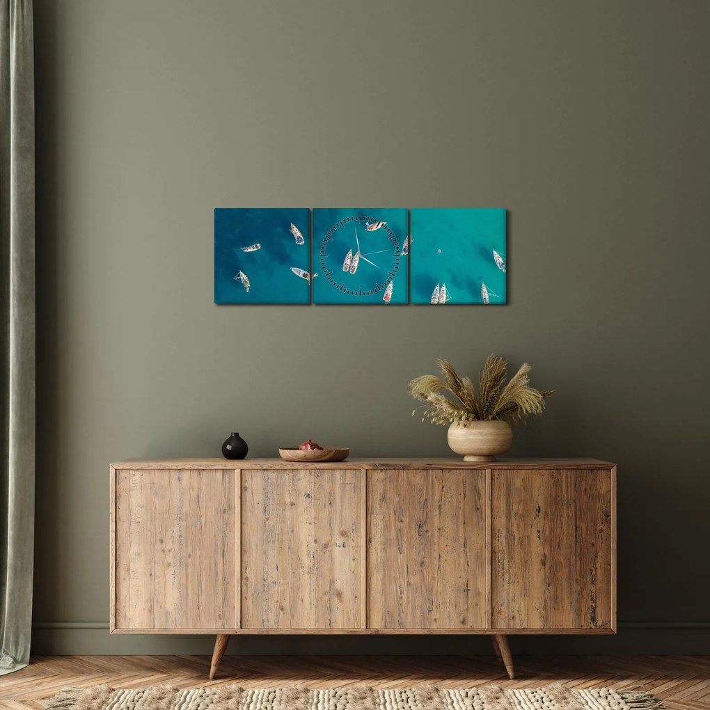Tablou - Sailboats (cu ceas) (90x30 cm)