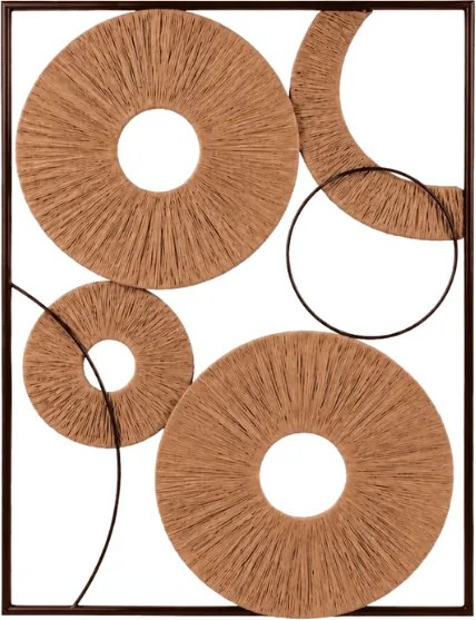 Decoratiune de perete CIRCLES metalica 48x68 cm, maro