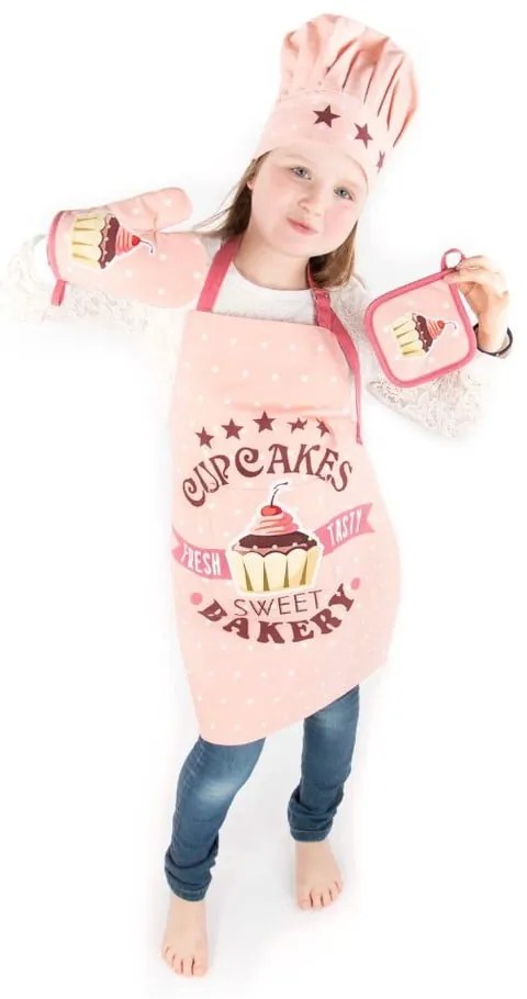 Set de bucătărie pentru copii din bumbac 4 buc Cupcakes - Tiseco Home Studio