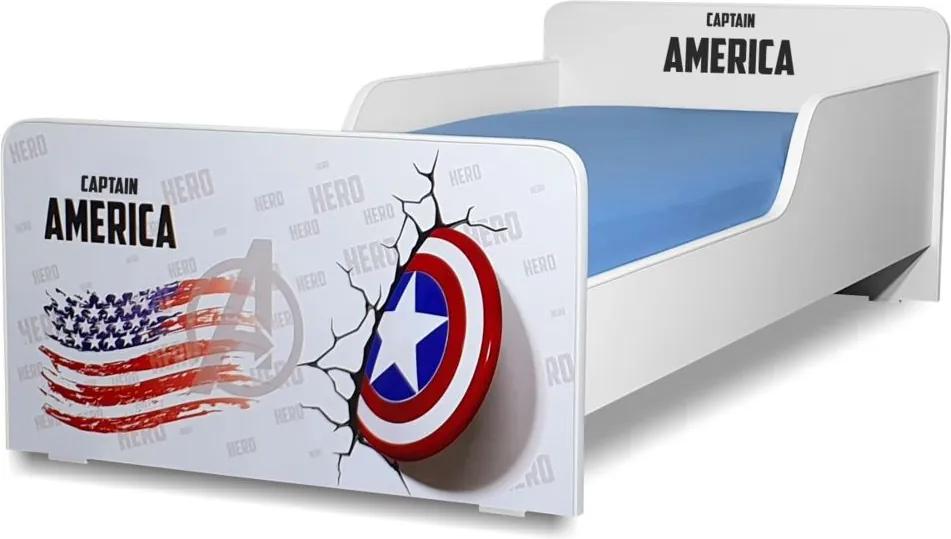 Pat copii  Captain America 2-12 ani cu saltea cadou