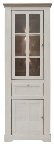 Vitrina cu 2 Usi si 1 Sertar Albertta, Stejar Alb Si Stejar Nelson, 75.5 Cm