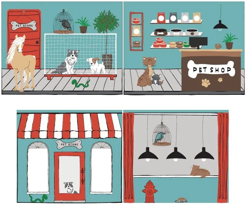 PINO PAT SEMI-INALT și perdea Pet Shop.