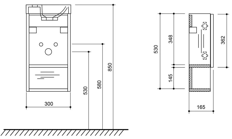 Dulap fără chiuvetă alb suspendat 30x53 cm Latus Xi – Sapho