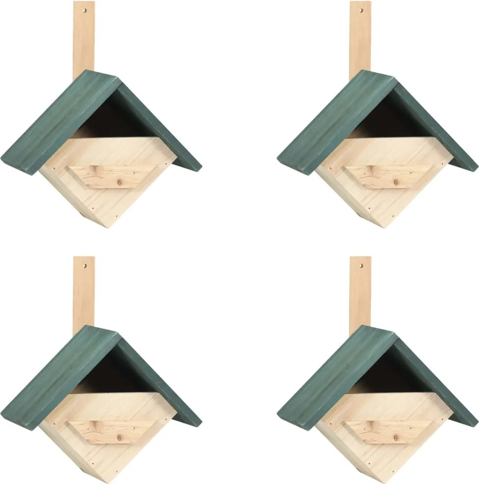vidaXL Căsuțe de păsărele, 4 buc., 24 x 16 x 30 cm, lemn de brad