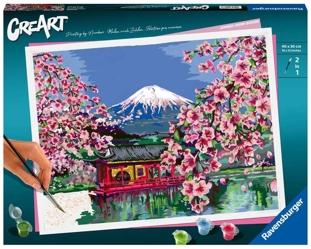 CREART PICTURA PE NUMERE PENTRU ADULTI FLORI DE CIRES JAPONEZ - RAVENSBURGER (RVSPBN20177)