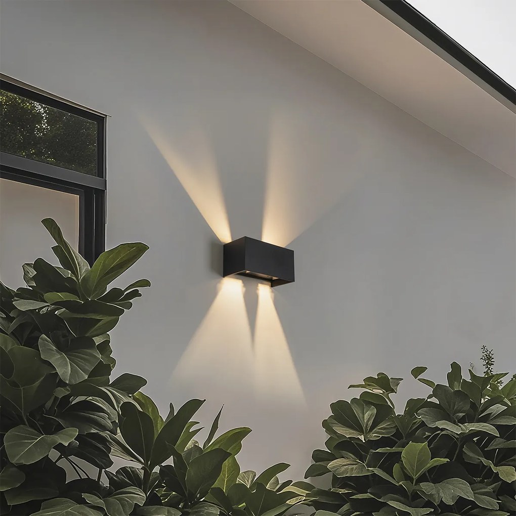 Aplică exterioară neagră cu LED integrat 4 lumini IP54 - Edwin