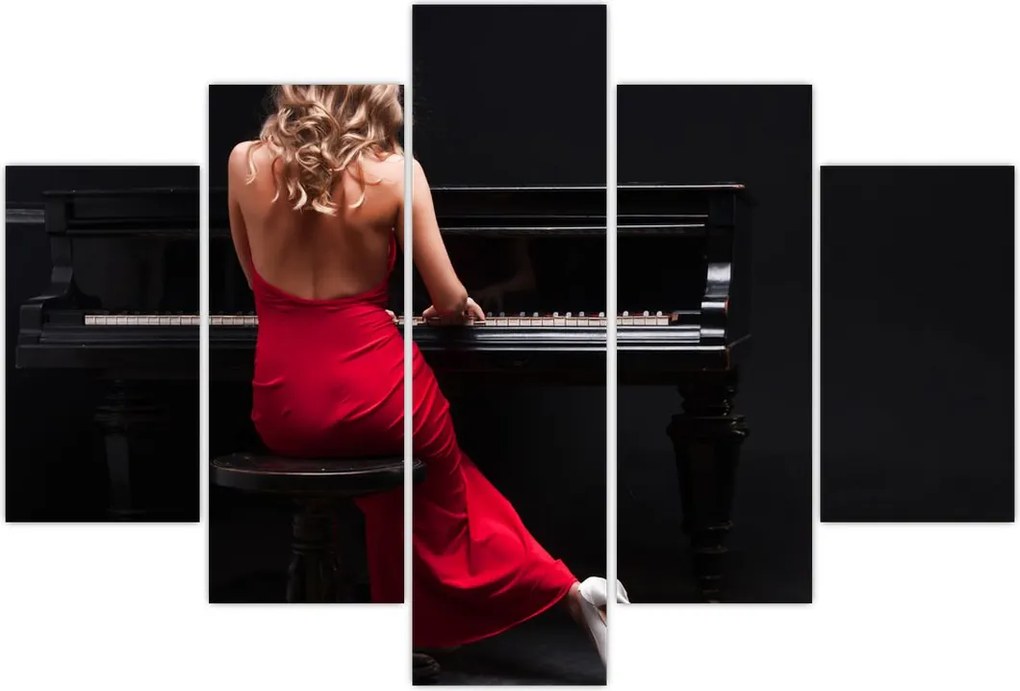 Tablou - Femeia cântând la pian (150x105 cm)