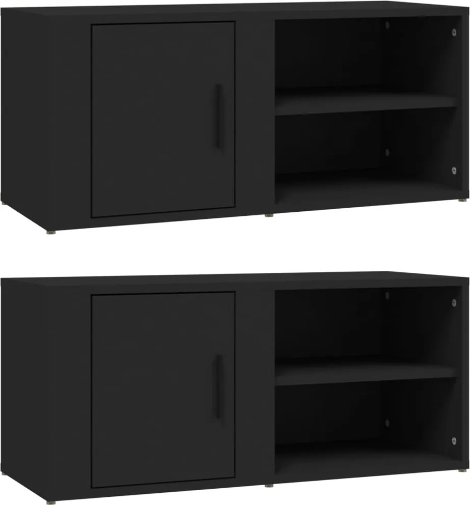 vidaXL Comode TV, 2 buc., negru, 80x31,5x36 cm, lemn prelucrat